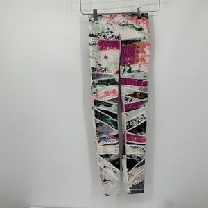 Lululemon high times leggings pigment wave white colorblock pink active yoga 2